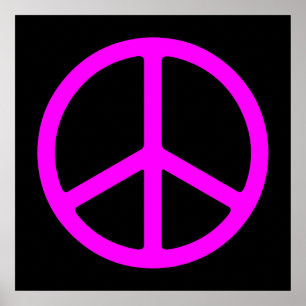 Pink on Black Skinny Peace Symbol de arte Imprimir