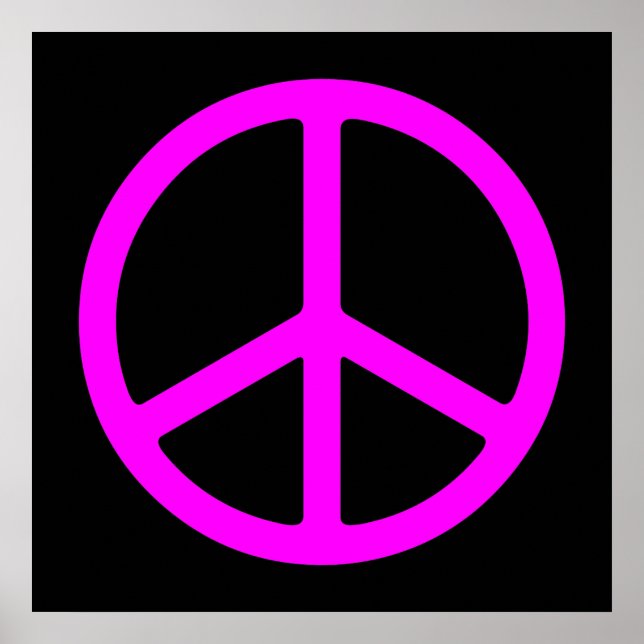 Pink on Black Skinny Peace Symbol de arte Imprimir (Frente)