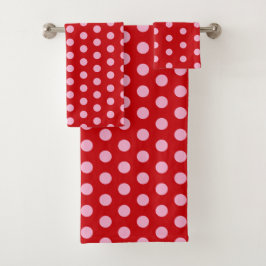 Pink on Red Polka Dots 