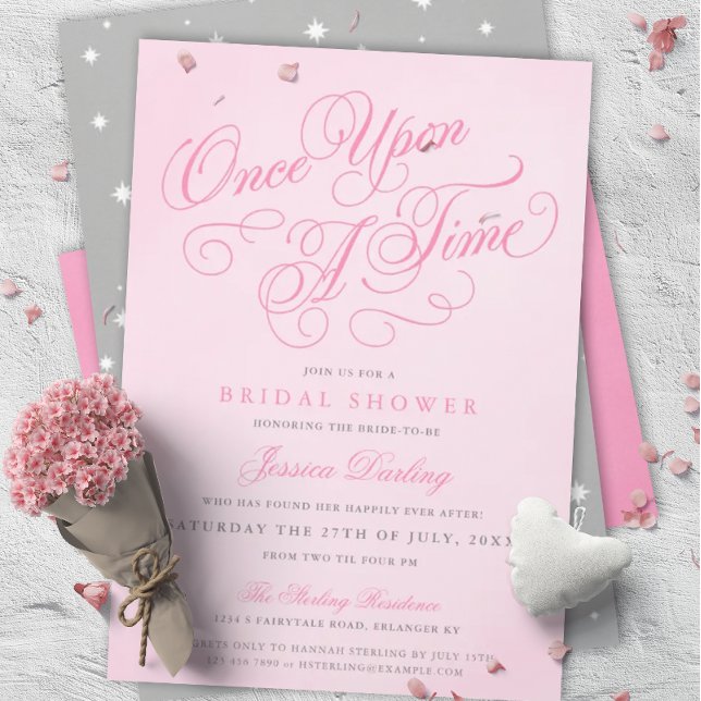 Pink Once Upon A Time Bridal Shower Invitaciones (Subido por el creador)