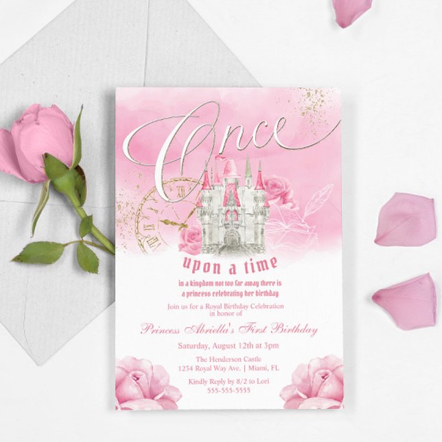 Pink Once Upon a Time Princess Birthday Invitación (Subido por el creador)