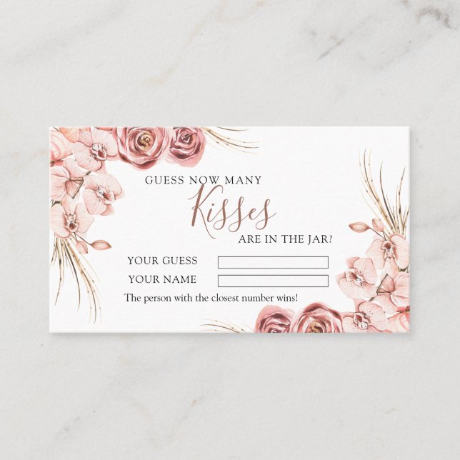 Pink Orchid Boho Cuántas Besos Ducha Tarjeta de ju (Anverso)