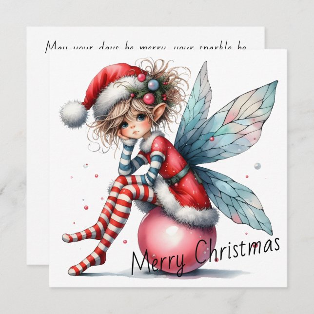 Pink Ornament Fairy – Holiday Card (Anverso / Reverso)