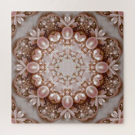 Pink Ornate Pearl and Floral Jigsaw Puzzle