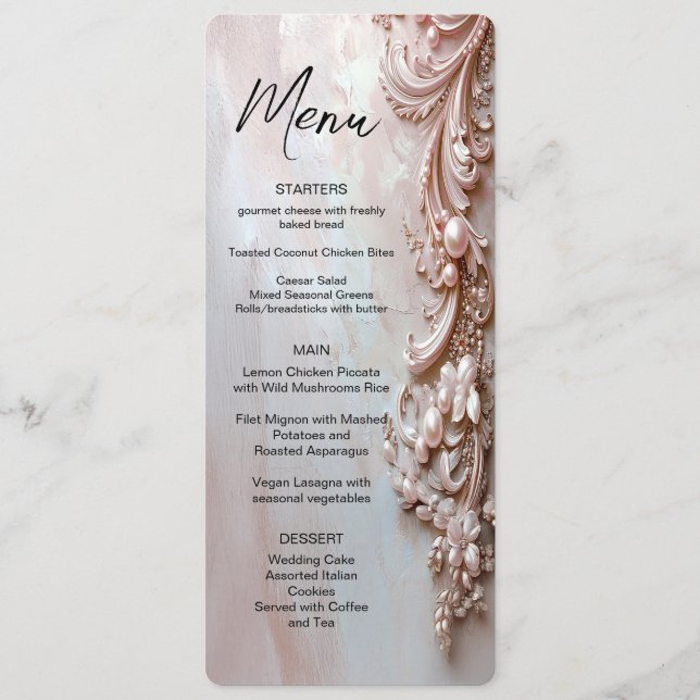 Pink Ornate Pearl and Floral Menu (Anverso)