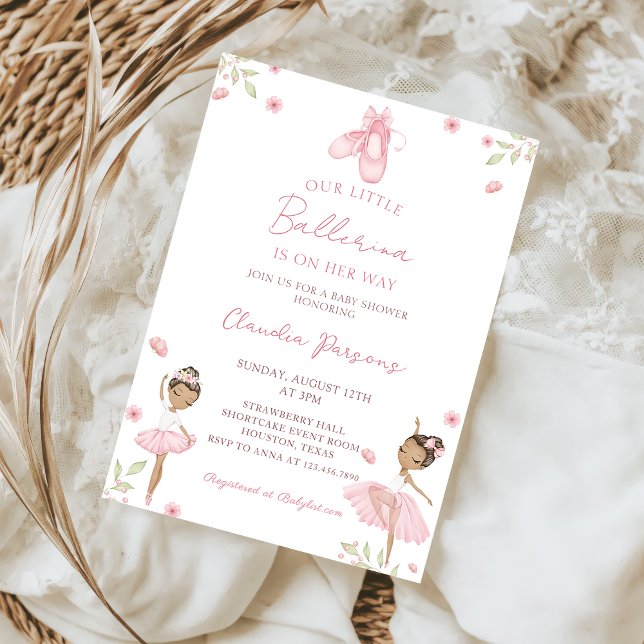 Pink Our Little Ballerina Invitación Baby Shower (Subido por el creador)