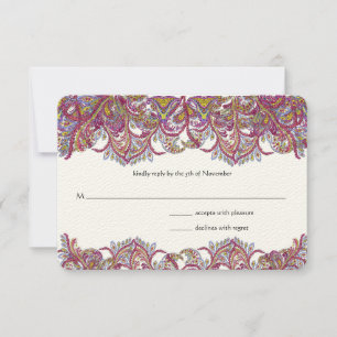 Pink Paisley Peacock Wedding RSVP