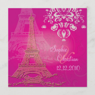 Pink Paris Eiffel + invitaciones a la boda