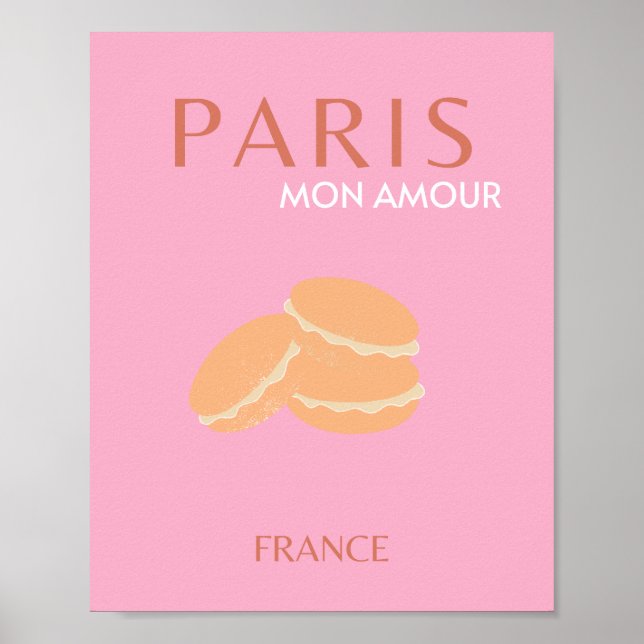 Pink Paris Travel Art Retro Art Decoración Art Pre (Frente)