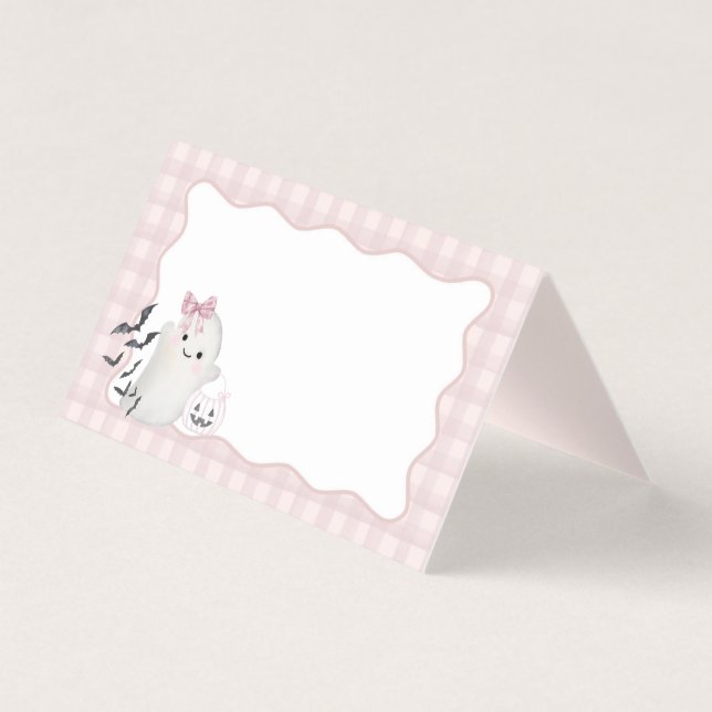 Pink Pastel Pequeño Boo Fantasma Tarjeta de asient (Anverso)