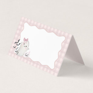 Pink Pastel Pequeño Boo Fantasma Tarjeta de asient