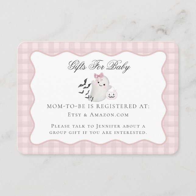 Pink Pastel Pequeño Boo Tarjeta de Registro Ghost  (Anverso)