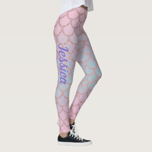 Pink Pastel Purpurinoso Mermaid Tail Leggings