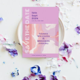 Pink Pastel Resumen Arte Guardar la tarjeta de fec