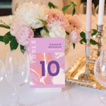 Pink Pastel Resumen Tarjeta de mesa Boda de arte