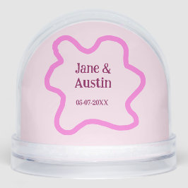 Pink pastel retro wedding border frame name date