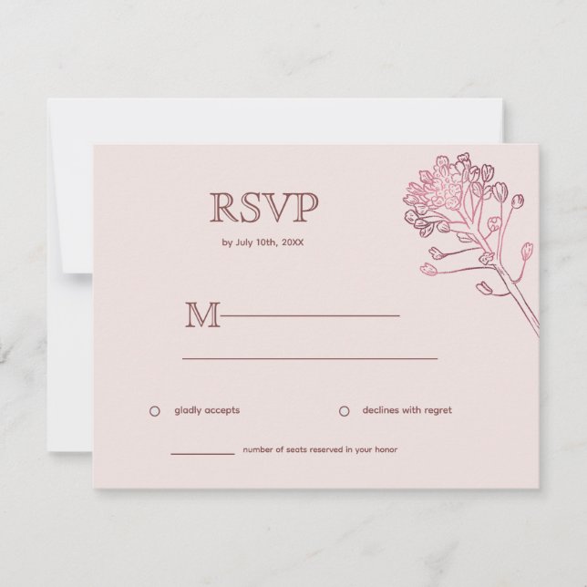 Pink Pearl Botanical Horizontal RSVP (Anverso)