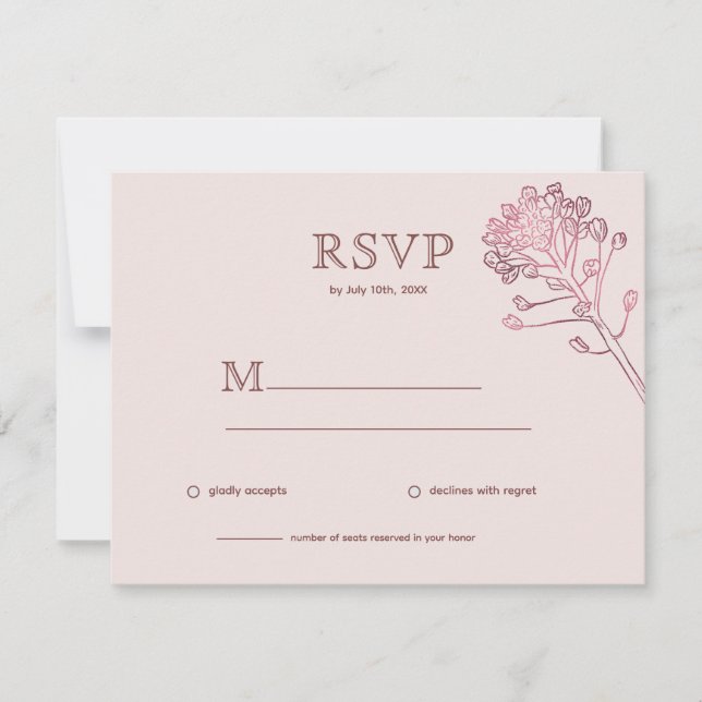 Pink Pearl Botanical Horizontal RSVP (Anverso)