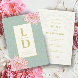 PINK PEONIES CHINOISERIE WEDDING INVITACIÓN