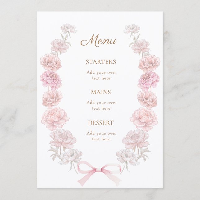 pink peonies Menu (Anverso)