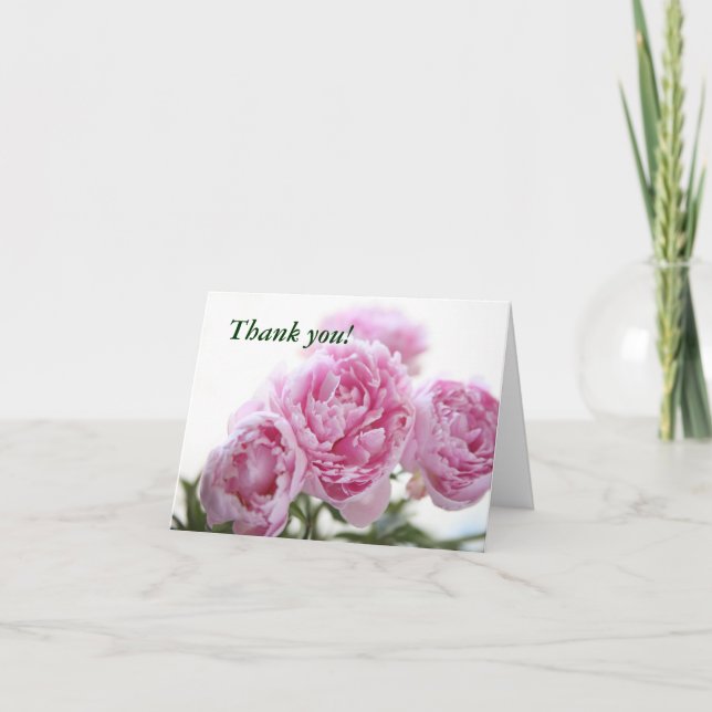 pink peonies tarjeta de notas de agradecimiento (Anverso)