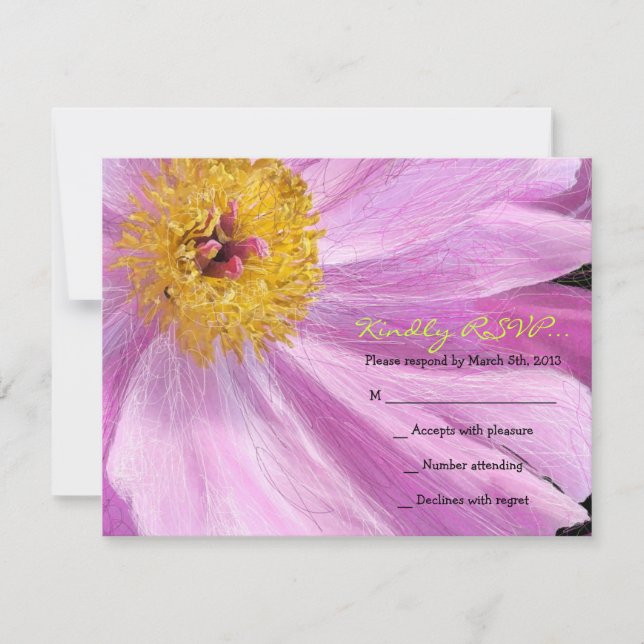 PINK PEONY Bat Mitzvah Invitación Tarjeta de respu (Anverso)