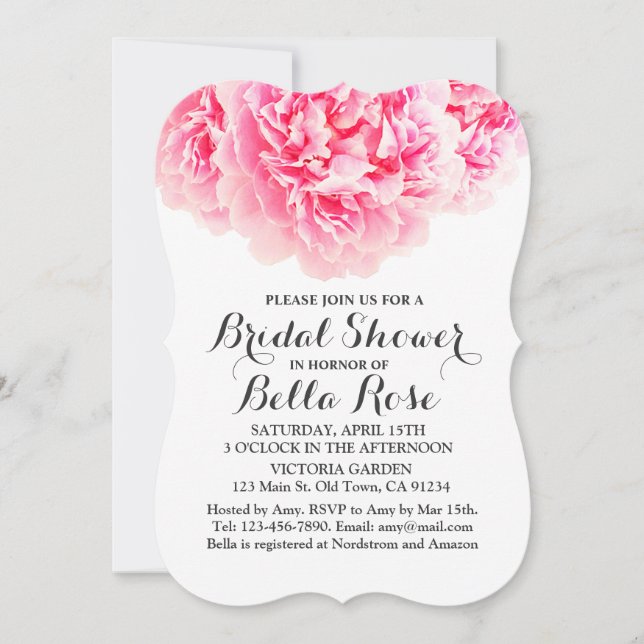 Pink peony bridal ducha invitaciones peony3 (Anverso)