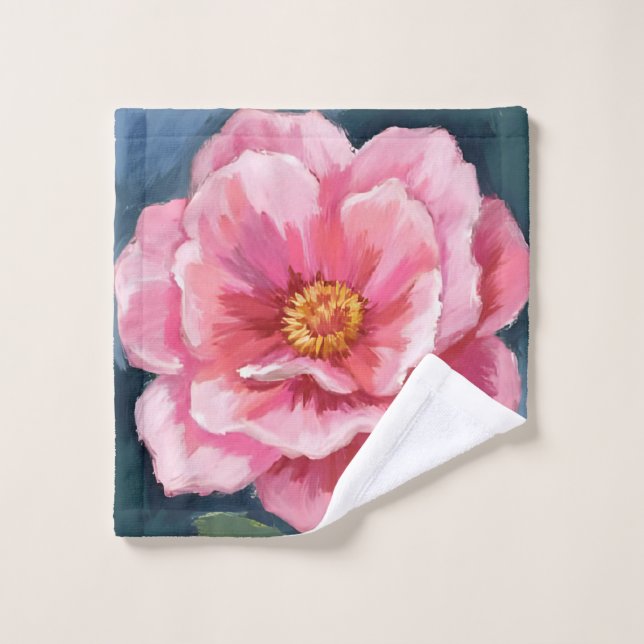 Pink Peony Flower Watercolor Floral Painted (Toallita)