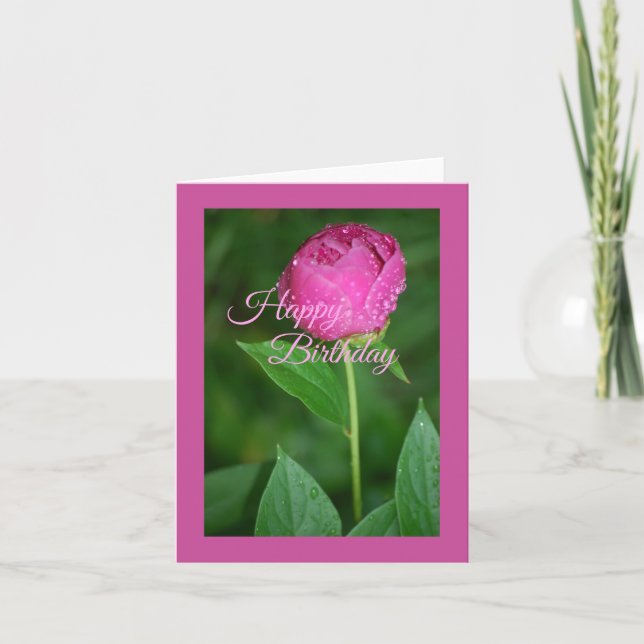 Pink Peony - Tarjeta de cumpleaños feliz (Anverso)
