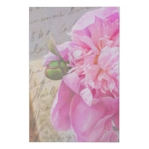 Pink Peony Vintage Floral French Script Bella Arte