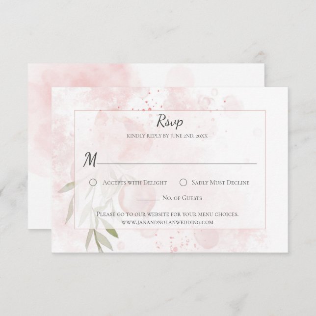Pink Peony Water Wash RSVP (Anverso / Reverso)