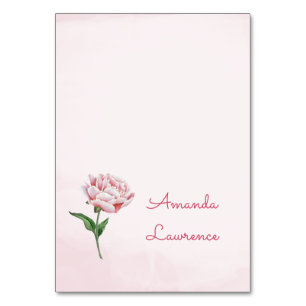 Pink Peony Watercolor Tarjetas de plaza personaliz