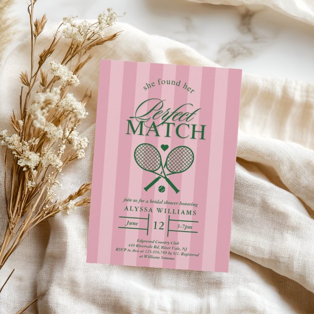 Pink Perfect Match Tennis Bridal Shower Invitación (Subido por el creador)