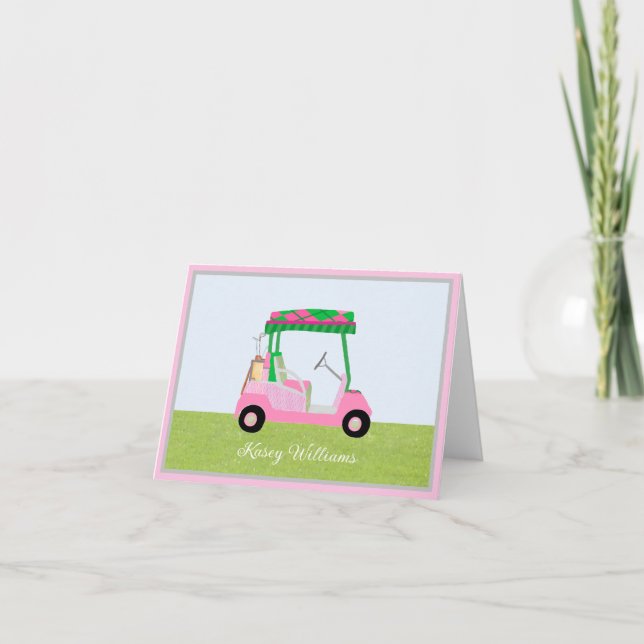 Pink Personalized Golf Cart Name Lined (Anverso)