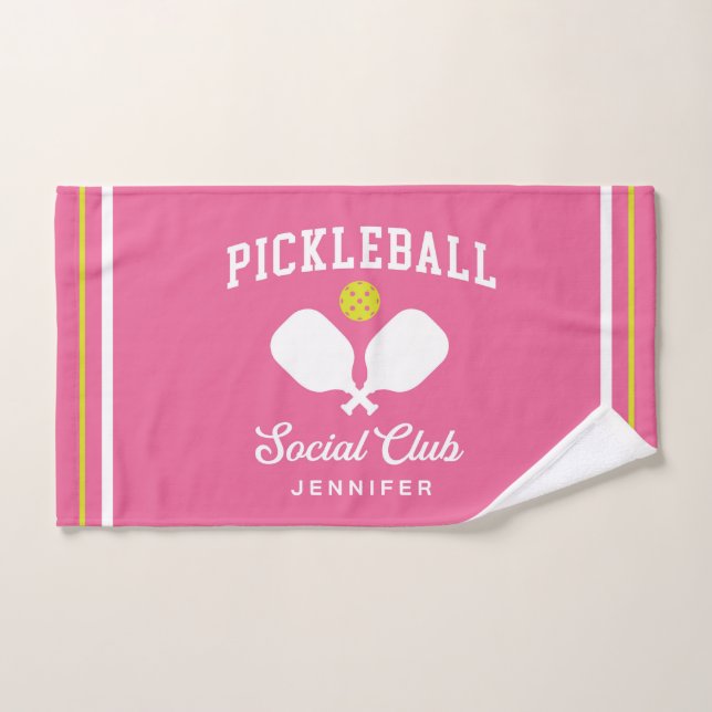 Pink Pickleball Social Club Custom Name Hand (Toalla de mano)