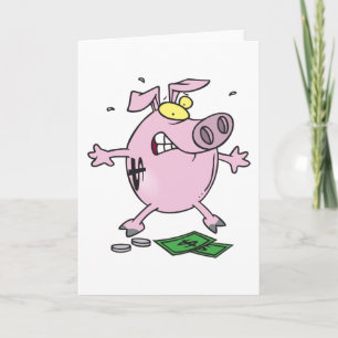 Pink Piggy Bank With Money Notes Tarjetas De Salud
