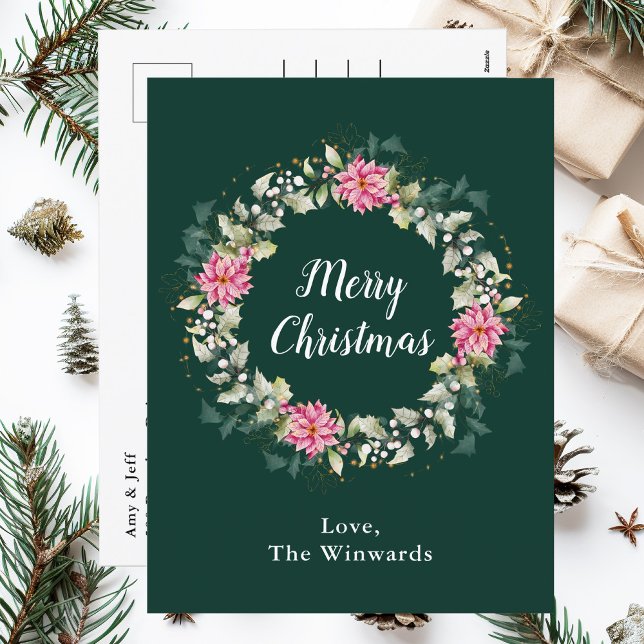 Pink Poinsettia Wreath Feliz Navidad (Subido por el creador)