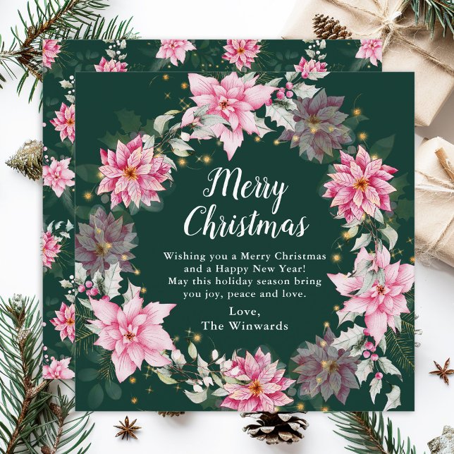 Pink Poinsettia Wreath Feliz Navidad (Subido por el creador)