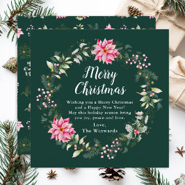 Pink Poinsettia Wreath Feliz Navidad