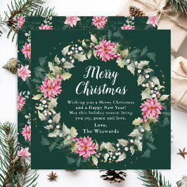 Pink Poinsettia Wreath Feliz Navidad