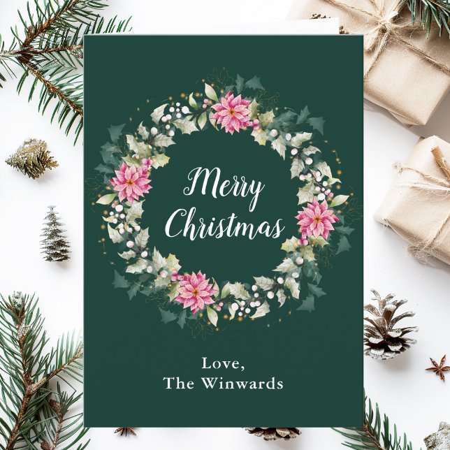 Pink Poinsettia Wreath Feliz Navidad (Subido por el creador)