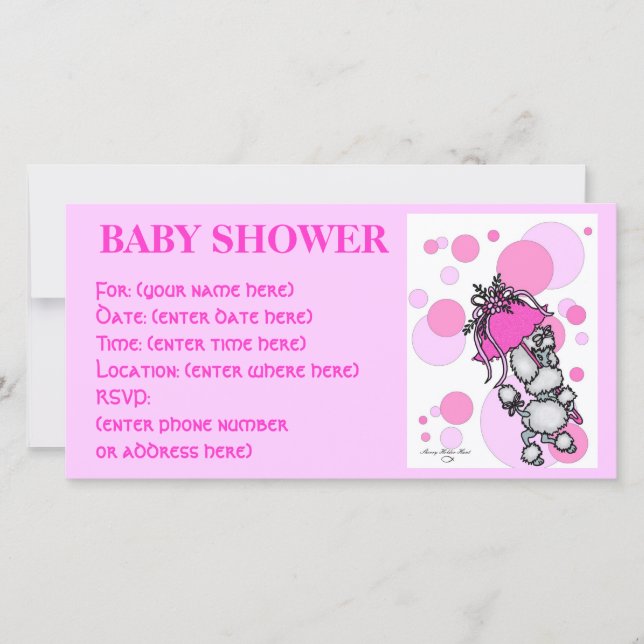 Pink Polk a Dot Poodle Baby Shower (Anverso)