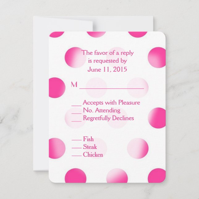 Pink Polka Dot RSVP con opción Entree (Anverso)