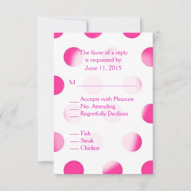 Pink Polka Dot RSVP con opción Entree (Anverso)