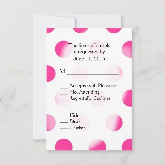 Pink Polka Dot RSVP con opciones de Entree (Anverso)