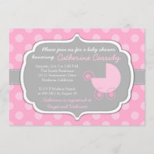 Pink Polka Dots Baby Girl Invitación a Baby Shower