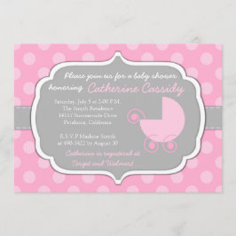 Pink Polka Dots Baby Girl Invitación a Baby Shower