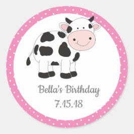 Pink Polka Dots Cowgirl Birthday Pegatinas
