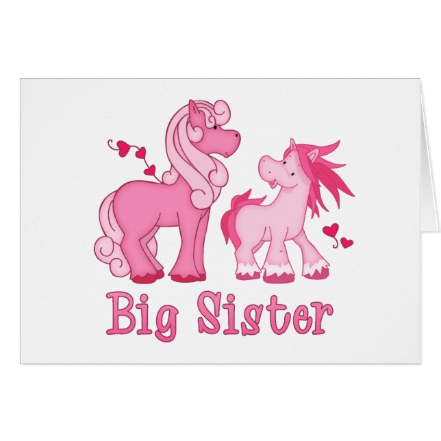 Pink Ponys Big Sister Blank Card (Anverso (Horizontal))