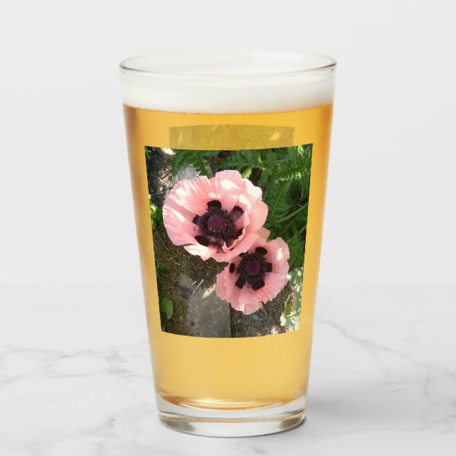 Pink Poppy Flower Glass (Anverso (lleno))
